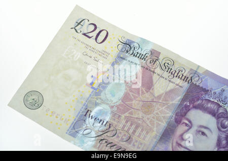 Venti pound Dettaglio nota Foto Stock