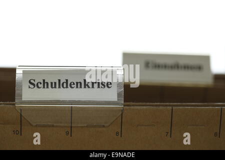 Scheda con schuldenkrise Foto Stock