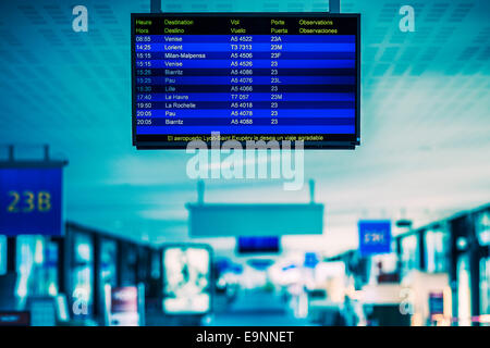 Aeroporto di pianificazione di volo con la lista dei voli Foto Stock