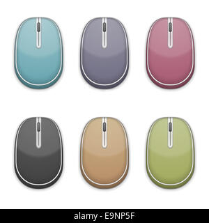Mouse per Computer isolati su sfondo bianco Foto Stock