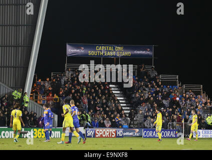 Shrewsbury, Regno Unito. 28 ott 2014. Padiglioni provvisori eretti per tonights match - Capital One Cup - Città di Shrewsbury vs Chelsea - Prato Greenhous Stadium - Shrewsbury - Inghilterra - 28 Ottobre 2014 - Picture Simon Bellis/Sportimage. © csm/Alamy Live News Foto Stock