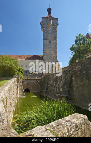 Abbeveratoio su Klingentor a Rothenburg ob der Tauber, Baviera, Germania Foto Stock