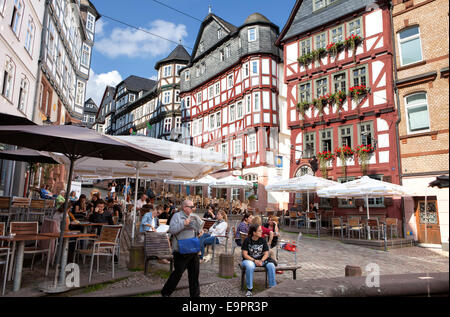 Piazza del Mercato, centro storico, Marburg, Hesse, Germania, Europa Foto Stock