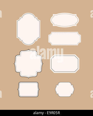 Una serie di semplici etichette vintage per applicare il proprio testo Foto Stock