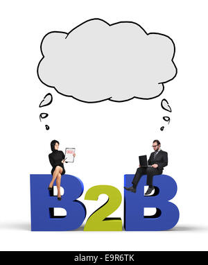 Imprenditore e imprenditrice pensando a b2b Foto Stock