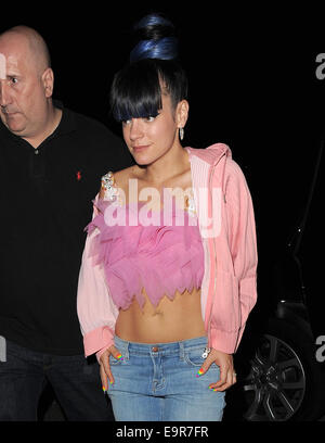 Lily Allen al suo partito dopo aver tenuto in un magazzino in Scrubs Lane dopo aver eseguito a Shepherd's Bush Empire con: Lily Allen dove: Londra, Regno Unito quando: 29 Apr 2014 Foto Stock