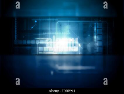 Blu scuro dello sfondo tech. Il design del vettore Foto Stock