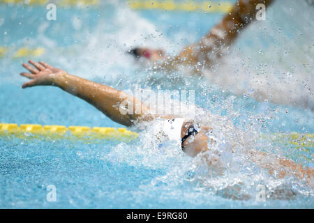 Tatsumi International Piscina, Tokyo, Giappone. 28 ott 2014. Yuki Shirai (JPN), 28 ottobre 2014 - Nuoto : FINA /MASTBANK Nuoto Coppa del mondo maschile di Tokyo 100m Backstroke Finale a Tatsumi International Piscina, Tokyo, Giappone. © AFLO SPORT/Alamy Live News Foto Stock