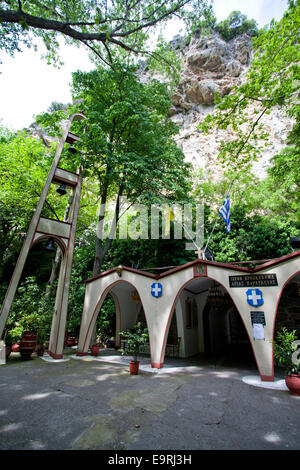 Chiesa Santuario nella Valle di Tempe nella regione della Tessaglia, Grecia. Foto Stock