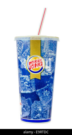 Burger King Cola Drink con la paglia. Foto Stock