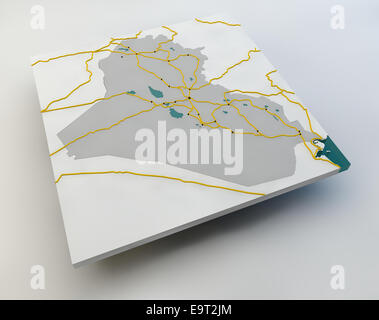 Mappa di Irak su sfondo grigio Foto Stock