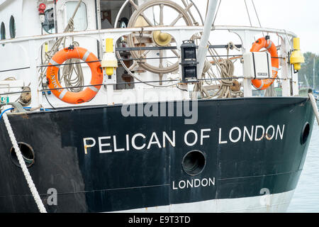 Stern e il nome di ferro tall ship registrate in Londra Foto Stock