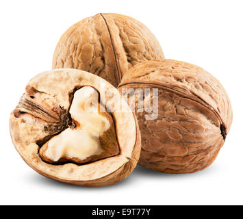 Noce isolati su sfondo bianco. Tracciato di ritaglio Foto Stock