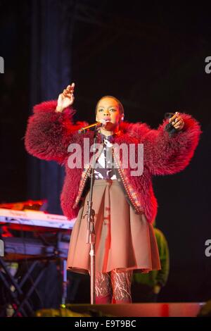 New Orleans, Louisiana, Stati Uniti d'America. 1 Nov, 2014. MS. LAURYN HILL esegue come parte del 2014 Voodoo Music Arts esperienza presso il parco della città il 1 novembre 2014 a New Orleans, Louisiana. Credito: Alfonso Bresciani/ZUMA filo/ZUMAPRESS.com/Alamy Live News Foto Stock