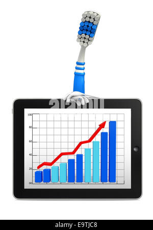 Personaggio dei fumetti di spazzolino da denti con Business grafico Foto Stock