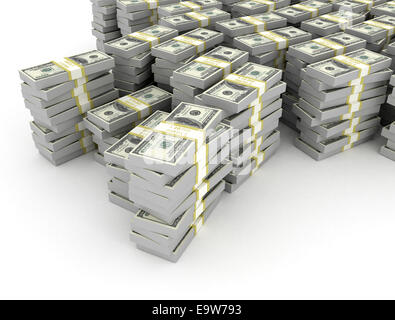 3d illustrazione di dollari pila su sfondo bianco Foto Stock