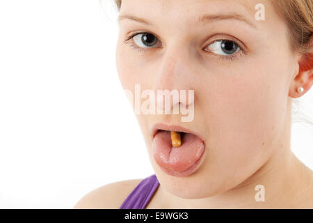 Giovane donna rondini capsule Foto Stock