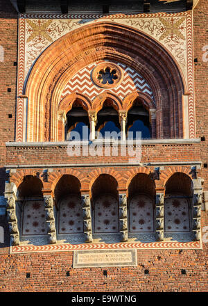 Una bella vista di una architettura del castello Sforzesco,Milano.italia Foto Stock