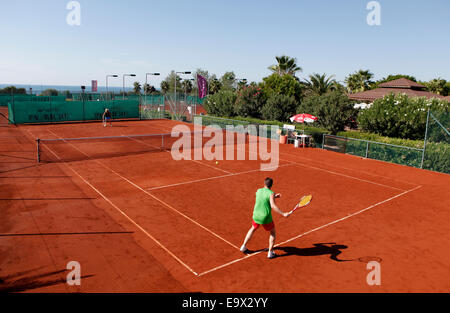 I giocatori di tennis in azione al Gueral Premier Resort in Belek,Antalya, Turchia. Foto Stock