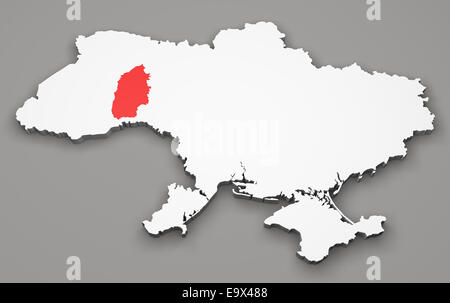 Mappa di Ucraina, divisione regioni, Khmelnytskyi Foto Stock