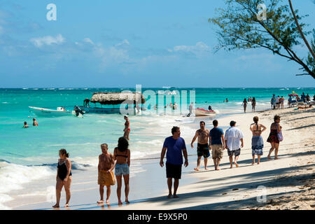 Dominikanische Republik, Osteno, Punta Cana, Bavaro, Strand von El Cortecito Foto Stock