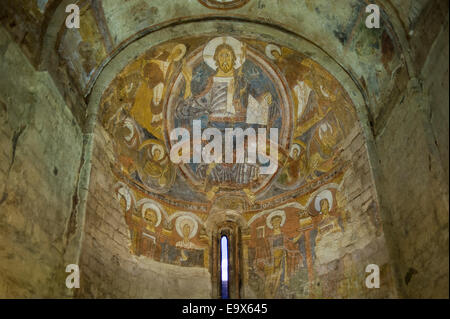 Mappatura di affresco. Sant Climent de Taull chiesa romanica. Taull, Vall de Boi, Lleida, in Catalogna, Spagna. Foto Stock