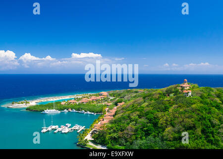 Foto aerea dell'Isola di Roatan, Honduras Foto Stock