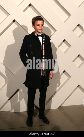 Londra, Regno Unito. 3 Novembre, 2014.Romeo Beckham assiste il lancio di Burberry festive campagna in London, Gran Bretagna, su nov. 3, 2014. Credito: Han Yan/Xinhua/Alamy Live News Foto Stock