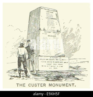 Questa illustrazione del 1891 mostra il Custer Monument, dedicato al generale George Armstrong Custer, situato nel Montana. Il monumento commemora il ruolo di Custer nelle guerre indiane e il suo coinvolgimento nella battaglia del Little Bighorn. Foto Stock