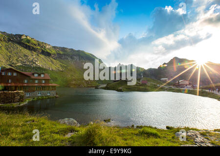 Balea Lac nel tramonto - Transilvania, Romania Foto Stock