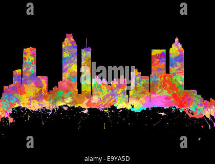 Acquerello stampa di arte dello skyline di Atlanta in Georgia negli Stati Uniti Foto Stock