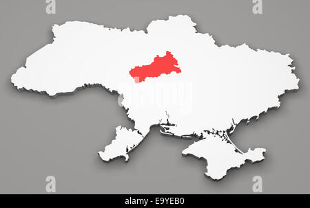 Mappa di Ucraina, divisione regioni, Cherkasy Foto Stock