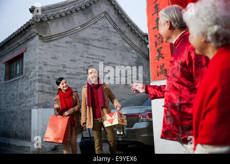 La famiglia sul nuovo anno cinese Foto Stock