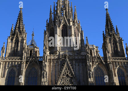 Spagna. La Catalogna. La cattedrale di Barcellona. Esterno. Facciata in stile neo-gotico. Xix secolo. Foto Stock