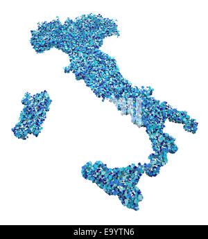 3d blue Italia mappa su sfondo bianco Foto Stock