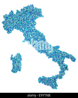 3d blue Italia mappa su sfondo bianco Foto Stock