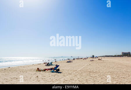 La spiaggia di Huntington Beach State Park, Huntington Beach, Orange County, California, Stati Uniti d'America Foto Stock