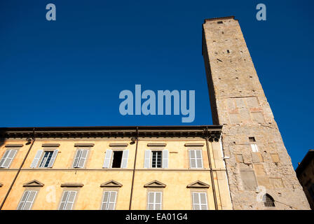 Città di Castello, Torre Civica (14th sec.), alta Valle del Tevere, Umbria, Italia Foto Stock