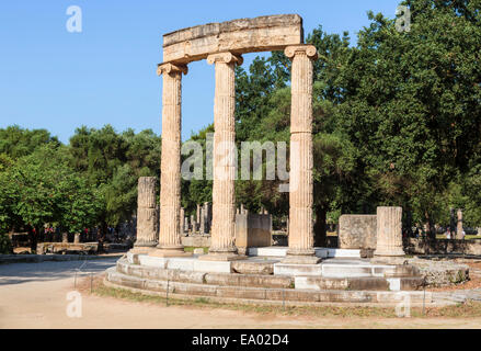 Olympia, Peloponneso e Grecia. Antica Olympia. Il Philippeion, del IV secolo A.C. Foto Stock