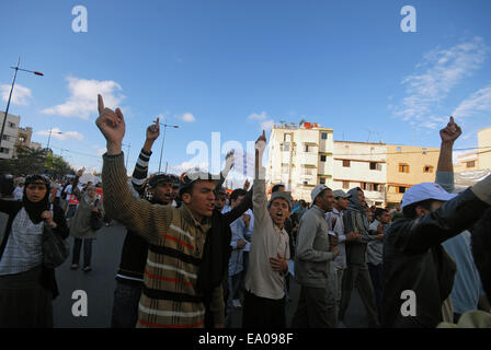 Febbraio 2011, arabo onda rivoluzionaria ha colpito le strade del Marocco Foto Stock