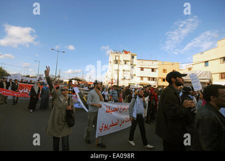 Febbraio 2011, arabo onda rivoluzionaria ha colpito le strade del Marocco Foto Stock