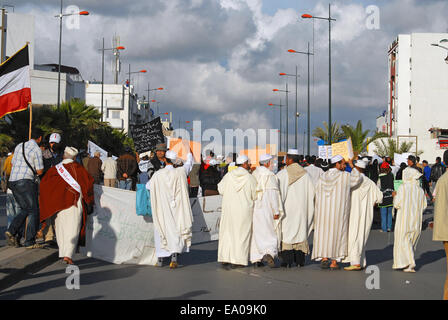 Febbraio 2011, arabo onda rivoluzionaria ha colpito le strade del Marocco Foto Stock