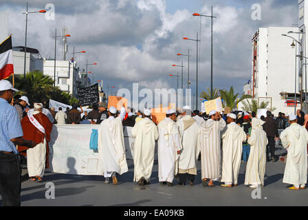 Febbraio 2011, arabo onda rivoluzionaria ha colpito le strade del Marocco Foto Stock