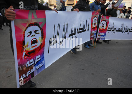 Febbraio 2011, arabo onda rivoluzionaria ha colpito le strade del Marocco Foto Stock