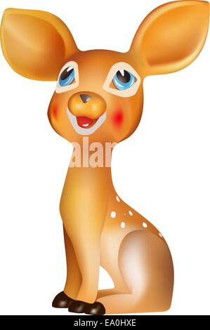 Vettore simpatico baby deer su sfondo bianco Illustrazione Vettoriale