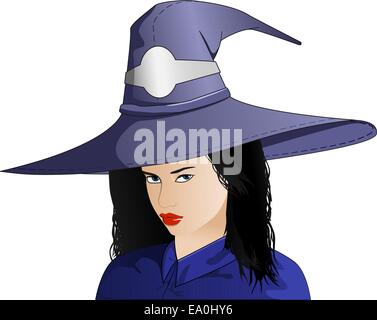 Vector bellissima ragazza vestita in costume strega Illustrazione Vettoriale