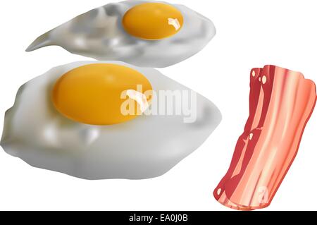 Due uova fritte e pancetta Illustrazione Vettoriale