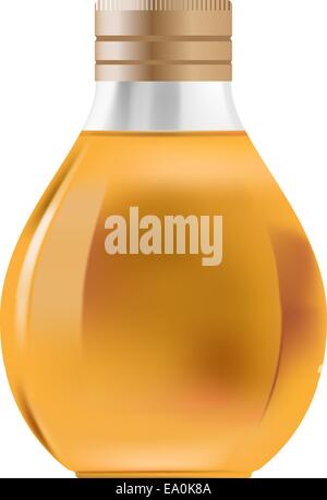 Vettore una bottiglia di vetro riempita con liquido arancione Illustrazione Vettoriale