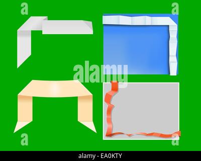 Vettore di quattro origami banners, gradiente maglie utilizzate Illustrazione Vettoriale