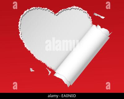 Vettore di carta rossa strappata a forma di cuore Illustrazione Vettoriale